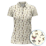 Maxcorners Funny Dachshund Golf Polos, Weenies Dog And Martinis Pattern Shirt For Men, Crazy Golf Shirt For Golfer