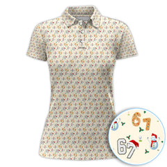 Maxcorners Festive 67 Christmas Pattern Polos, Holiday Golf Shirt For Golfer, Funny Golf Gift For Men