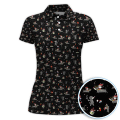 Maxcorners Christmas Dachshund Golf Polos, Funny Dog Pattern Shirt, Xmas Gift for Golf Lovers
