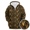Maxcorners Deer Pattern Polos For Golfer, Realistic Camo Shirt, Crazy Golf Shirt For Men
