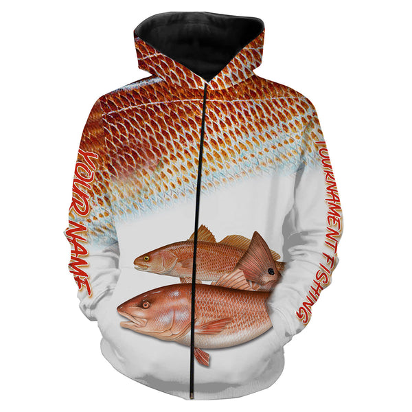 Maxcorners Personalized Red Fish Puppy Drum Tournament Fishing 3D Shirts