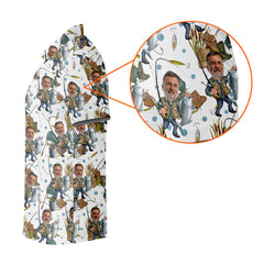 Maxcorners Custom Face White Funny Fishing Shirt, Personalized Fishing Shirt, Gift For Fisherman, Men's Fishing Shirt