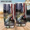 Maxcorners Fishing Tumbler Vertical American Flag Landscape Design Personalized Name Tumbler (13 Species)
