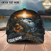 Maxcorners Fishing Cross Angler Storm Personalized Name 3D Cap (12 Fish Species)