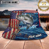 Maxcorners Fishing Patriotic American Flag Fishing Design with Dynamic Water Splash Personalized Name 3D Bucket Hat (13 Fish Species)