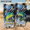 Maxcorners Fishing Tumbler Navy Gold Brush Splatter Design Personalized Name Tumbler (13 Species)