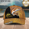 Maxcorners Fishing Gold Scale Black Panel Logo Personalized Name 3D Cap (12 Fish Species)