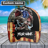 Maxcorners Custom Name Bass Fishing 3D Flag US Cap