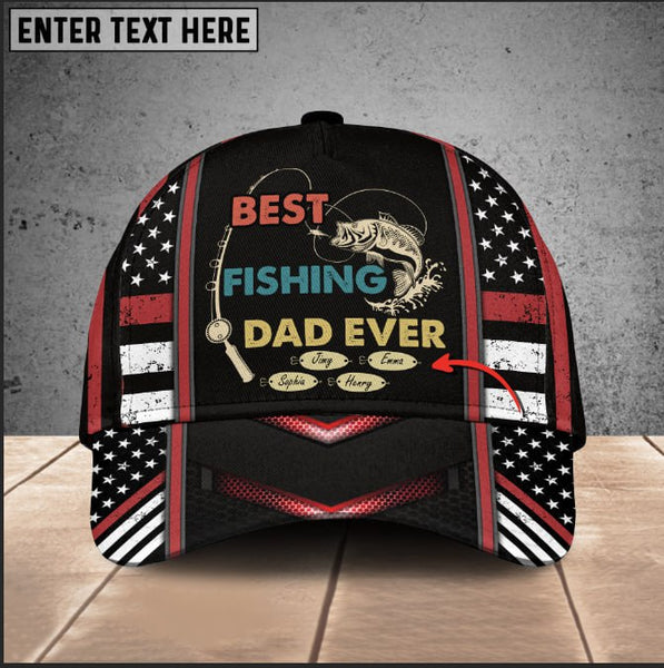 Maxcorners Custom Name Best Fishing Dad Ever 3D Cap