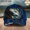 Maxcorners Catfish Blue Camo Splash Personalized Name 3D Cap (12 Fish Species)