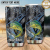 Maxcorners Fishing Tumbler Dark Blue Grunge Camouflage Design Personalized Name Tumbler (13 Species)