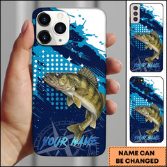 Maxcorners Fishing Walleye Blue Ocean Compass Star Pop Art Personalized Name Phone Case
