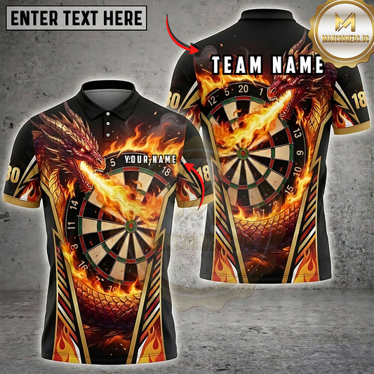 Maxcorners Darts Coiled Dragon Dartboard Multiple Options Personalized Name, Team Name 3D Shirt