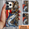 Maxcorners Rustic American Flag Woodland Personalized Name Phone Case (13 Fish Species)