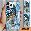 Maxcorners Blue White Camo Graphic Personalized Name Phone Case (13 Fish Species)
