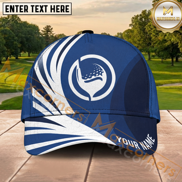 Maxcorners Golf Blue Swirl Design Personalized Cap