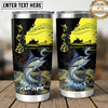 Maxcorners Fishing Tumbler Neon Yellow Sunset Angler Design Personalized Name Tumbler (13 Species)
