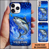 Maxcorners Deep Blue Water Splash Personalized Name Phone Case (13 Fish Species)