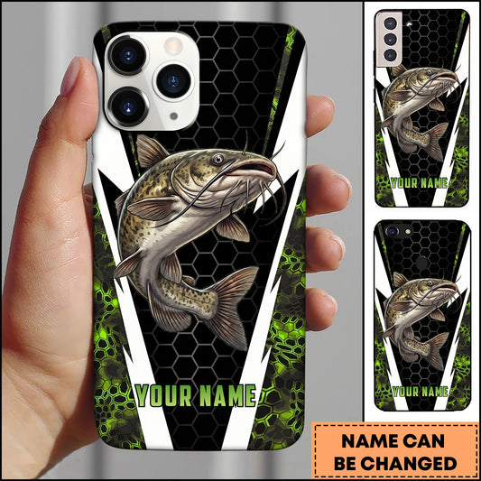 Maxcorners Fishing Honeycomb Green Camo Personalized Name 3D Phone Case (12 Fish Species)