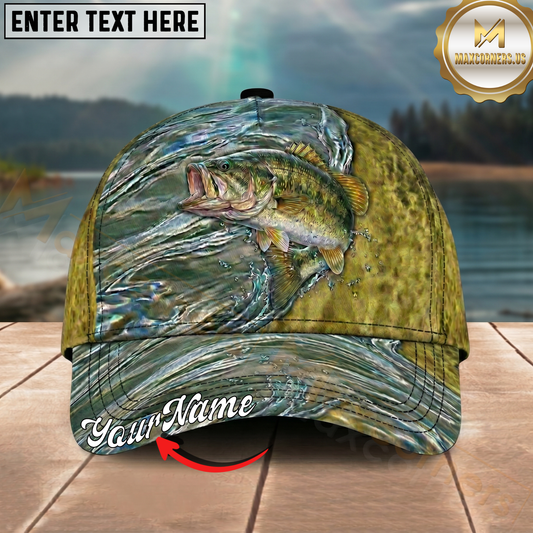 Maxcorners Fishing Metallic Water Ripple Texture Personalized 3D Cap (12 Fish Species)