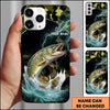 Maxcorners Green Camo Lightning Water Splash Personalized Name Phone Case (13 Fish Species)