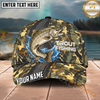Maxcorners Fishing Camo Skeleton Water Splash Personalized Name 3D Cap (12 Fish Species)