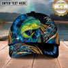 Maxcorners Fishing Blue Tribal Gold Accent Personalized Name 3D Shirt (13 Fish Species)