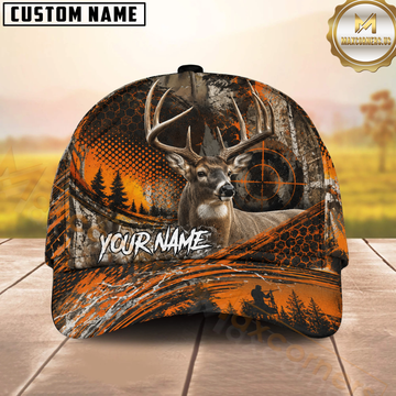 Maxcorners Whitetail Deer Hunting Orange Target Camo Multiple Options Personalized Name 3D Cap