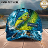 Maxcorners Fishing Ocean Splash Fish Scale Multiple Options Personalized Name 3D Cap  (12 Fish Species)
