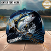 Maxcorners Fishing Gold Scale Lightning Splash Personalized Name 3D Cap (12 Fish Species)