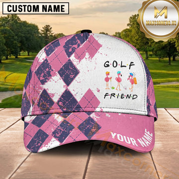 Maxcorners Golf Pink Argyle Pattern Personalized Cap