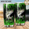 Maxcorners Fishing Tumbler Black Emerald Flame Design Personalized Name Tumbler (13 Species)