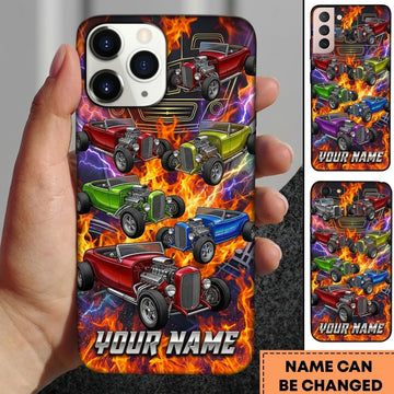 Maxcorners Hot Rod T Bucket Multicolor Roadsters Fire Lightning Personalized Phone Case