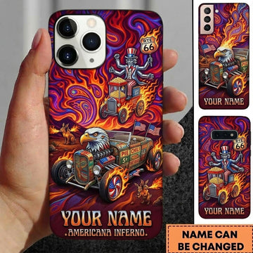 Maxcorners Hot Rod T Bucket Eagle Head Americana Inferno Uncle Sam Route 66 Personalized Phone Case