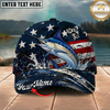 Maxcorners Fishing Patriotic USA Flag Water Splash Personalized 3D Cap (12 Fish Species)