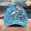 Maxcorners Fishing Coastal Compass Artwork Personalized Name 3D Cap (12 Fish Species)