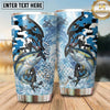 Maxcorners Fishing Tumbler Blue White Camouflage Silhouette Design Personalized Name Tumbler (13 Species)