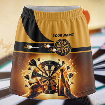 Maxcorners Darts Golden Warrior Dartboard Personalized 3D Skort, Skirts With Shorts
