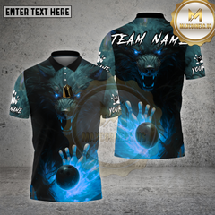 Maxcorners Bowling Shirt Werewolf Flaming Bowling Ball Multioptions Personalized Name, Team Name Unisex 3D Shirt (4 Colors)