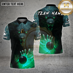 Maxcorners Bowling Shirt Werewolf Flaming Bowling Ball Multioptions Personalized Name, Team Name Unisex 3D Shirt (4 Colors)