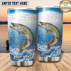 Maxcorners Fishing Tumbler White Aqua Hexagon Splash Design Personalized Name Tumbler (13 Species)