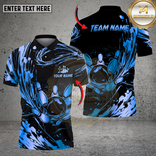 Maxcorners Bowling Shirt Abstract Gold Splash Multicolor Options Personalized Name, Team Name 3D Shirt (4 Colors)