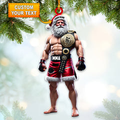 Maxcorners Custom Name UFC MMA Santa Ornament, Martial Arts Fight Lover Christmas Gift 2D Flat LM2211