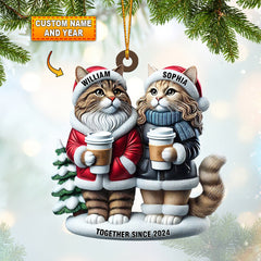 Maxcorners Couple Cats Home Decor Christmas Ornament, Personalized Ornament 2D Flat LM2211