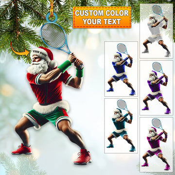 Maxcorners Custom Name Tennis Santa Ornament, Tennis Christmas Gift3 2D Flat LM2111