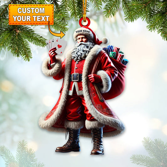 Maxcorners Santa Poker Christmas Home Decor Christmas Ornament, Personalized Ornament 2D Flat LM2211