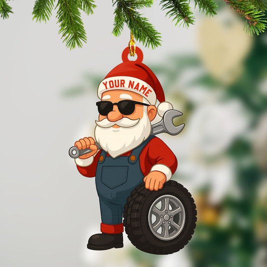 Maxcorners Santa Mechanic Christmas, Home Decor, Christmas Ornament, Personalized Ornament 2D Flat LM2111