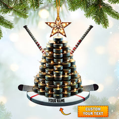 Maxcorners Hockey Tree Christmas Ornament, Personalized Ornament 2D Flat LM2211