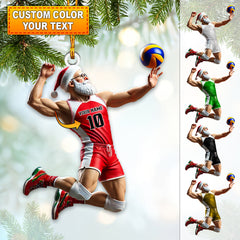 Maxcorners Custom Name Volleyball Santa Ornament, Volleyball Lover Christmas Gift 2D Flat LM2211