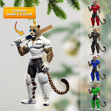 Maxcorners Cricket Ball Leopard Christmas Ornament, Personalized Ornament 2D Flat LM2211